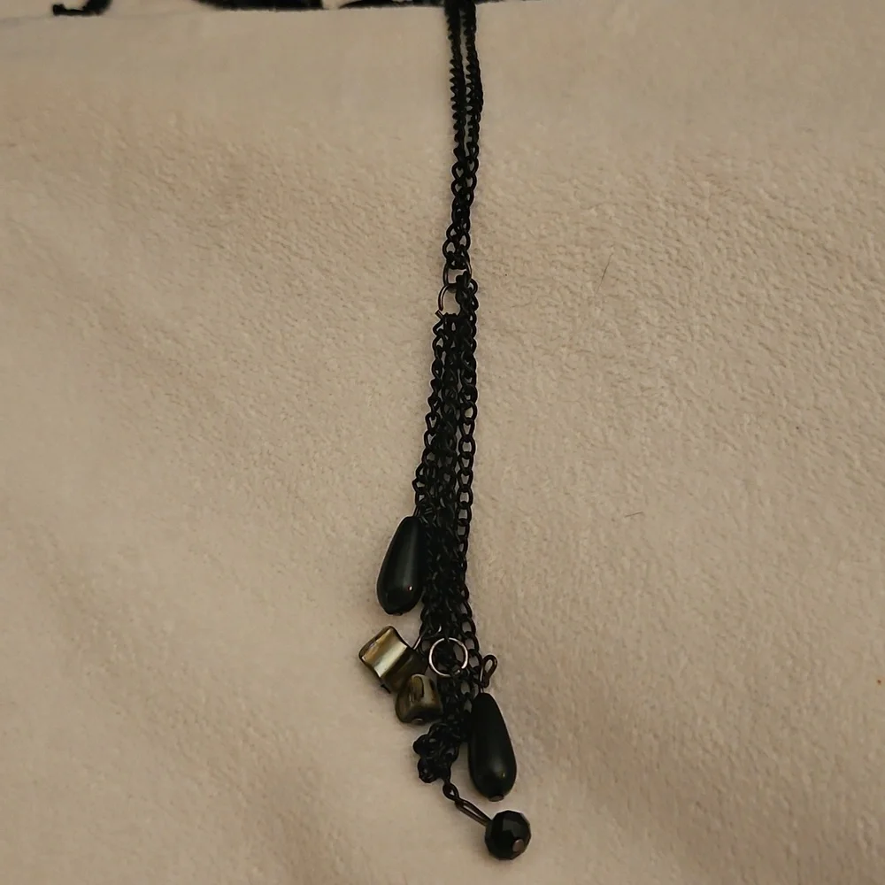 3/$30 Vintage Black Beaded Chain Negligee Necklace